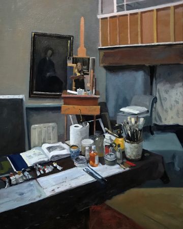 Studio Interior, Self Portrait in Mirror