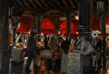 A Busy Sunday at the Rialto Fish Market, Venice