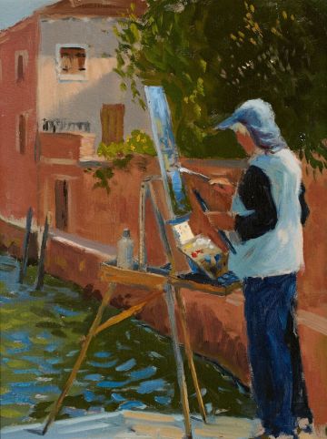 Ken Howard RA painting In Venice