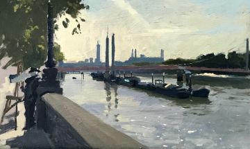 Ken Howard Painting in the Early Hours along the Embankment
