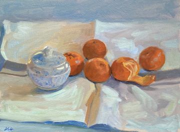 Clementines with Blue China
