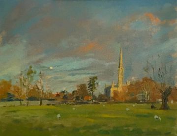 Evening Light, Salisbury Cathedral Beyond